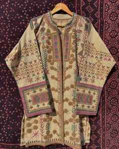 Veste Suzani multicolore en velours, veste longue de créateur pour femmes, design magnifique - Product Image 5