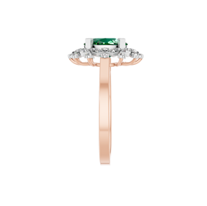 Bague de fiançailles pour femme en argent sterling 925, moissanite originale, halo en grappe, ovale, émeraude verte synthétique, zircon, 37 pierres - Product Image 2