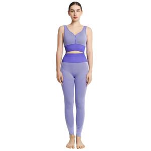 Vente à chaud Ensemble de yoga de haute qualité pour femmes Nouveauté Écologique Sans Couture Spandex Polyester Solide Motif En Gros High-Tech - Product Image 1