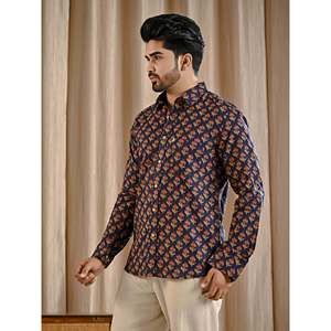 เสื้อเชิ้ตผ้าป๊อปลินลายพิมพ์ลำลองสำหรับผู้ชาย แขนยาว ลายจุด ไซส์ XL ระบายอากาศได้ดีและมีสไตล์ แฟชั่น ODM - Product Image 3