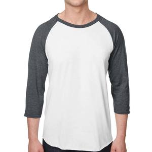 Camisetas largas de manga raglán de cuello redondo de algodón para hombre de diseño personalizado - Product Image 1