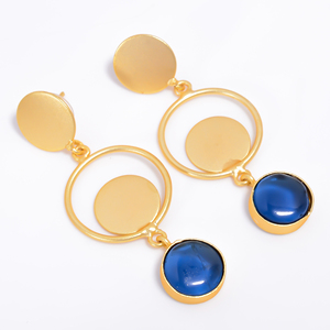 Laiton femmes mode 14k plaqué or belles boucles d'oreilles en pierres précieuses grossiste en laiton antique bijoux en pierres précieuses bijoux en laiton personnalisés - Product Image 4