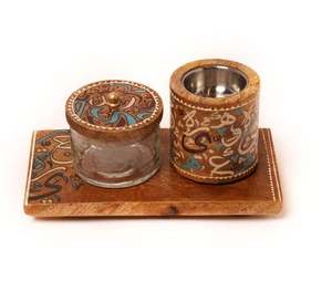 Brûleur d'encens en bois de manguier imprimé de Style dame de luxe Bakhoor Mubakhara imprimé à la main pour diffuseur d'aromathérapie à usage religieux à la maison - Product Image 2