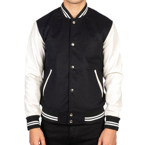 Nueva moda negra chaqueta Varsity de lana para hombre cuello alto estilo callejero Vintage Letterman diseño de béisbol a la venta - Product Image 2
