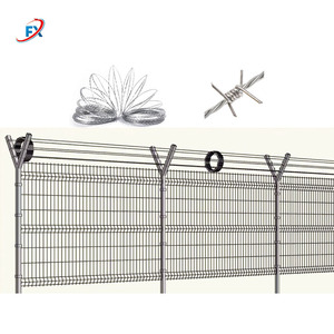 Panneau de clôture d'aéroport anti-escalade en PVC courbé en 3D en forme de Y avec fil barbelé - Product Image 4