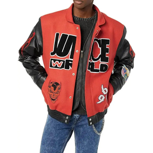 Veste universitaire Letterman en laine pour hommes, support de broderie personnalisé, patchs en cuir véritable, manches longues, tissu disponible en vente en gros - Product Image 2