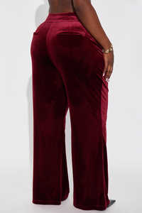 กางเกงขายาวทรงพาลาซโซผ้ากำมะหยี่สีแดงเบอร์กันดี คุณภาพสูง ผลิตในปากีสถาน สำหรับผู้หญิง เอวกลาง ดีไซน์หรูหรา เหมาะสำหรับฤดูหนาว สวมใส่สบายๆ ได้ทั้งออกกำลังกายและลำลอง - Product Image 6