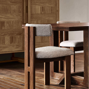 เก้าอี้รับประทานอาหารทำจากไม้ที่ทันสมัยหุ้มเบาะและพนักพิงผิวธรรมชาติผลิตในประเทศอินโดนีเซีย - Product Image 6