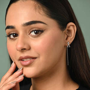 NOVAMART Fine Premium 925 Sterling Silver White Sui Dhaga <b>Threader</b> Drop <b>Earrings</b> with AAA Grade Pearl and Prong Setting Geometri - Product Image 3
