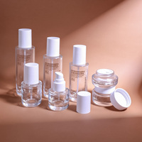 Ensemble d'emballages cosmétiques en verre mat de couleur personnalisée de luxe, flacons de lotion 30g/50g/100g/150ml et pots transparents pour soins de la peau