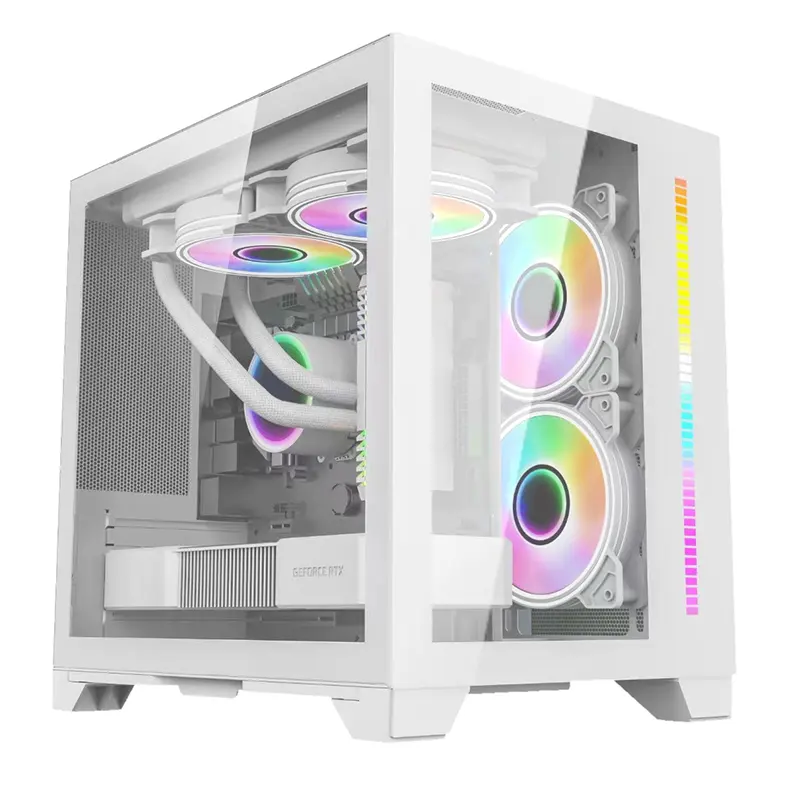 Side Tempered Glass ITX/M-ATX White Computer Gaming Pc Case