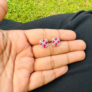 Clásico 925 plata esterlina sólida diamante americano cuadrado Stud pendientes 100% piedras preciosas naturales lindo rubí aniversarios fiestas - Product Image 2