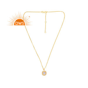 Venta caliente plata esterlina 18K chapado en oro Cz y Arco Iris Luna piedra colgante collar Demi joyería fina fabricante - Product Image 1