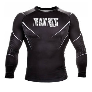 เสื้อว่ายน้ำฟิตเนส Jiu Jitsu แบบเรียบขายส่ง,เสื้อรัชการ์ด Mma แขนยาวพิมพ์ลายโลโก้แบบกำหนดเอง - Product Image 1