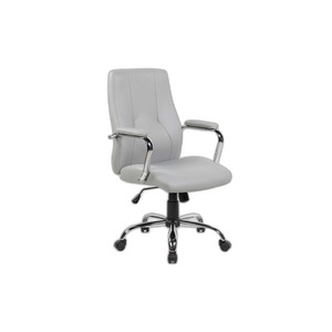 New York Grey Eco- Leather Executive <b>Chair</b> Modern Task Boss <b>Chair</b> Adjustable Ergonomic Home Office <b>Chair</b> PU Wood Aluminium - Product Image 1
