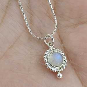 Collar de Plata de Ley 925 con Piedra Lunar y Gema Arcoíris Natural, Joyería Hecha a Mano, Regalo de Piedra de Nacimiento de Junio - Product Image 2