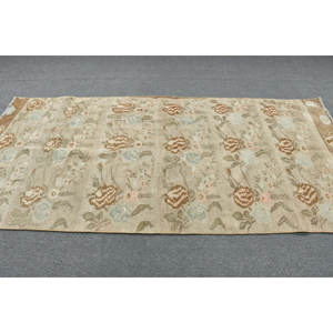 Tapis en laine turque vintage 4x8 'Beige marron grande surface Rectangle motif Style classique Patchwork Design pour chevet couloir Latex - Product Image 3