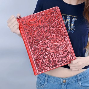 Western Tooled Leather <b>Folder</b> Binding Paper Organizer Portfolio A4 Customized Leather Document Portfolio <b>File</b> - Product Image 4