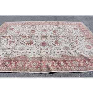 Alfombra vintage extragrande, alfombra turca de 8.3x11.8 pies, alfombra de lana roja con lunares - Product Image 3