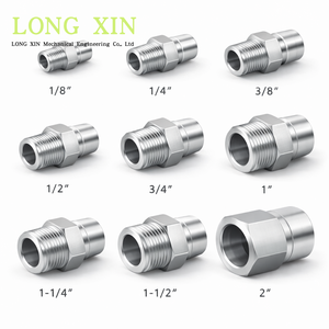 Conector de rosca macho BSP R3/8 "-19 de acero inoxidable, acoplador rápido, accesorio recto, HEX19, - Product Image 5