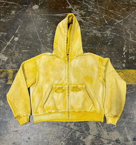 Sudaderas con Capucha Personalizadas con Logotipo Vintage, Lavadas al Ácido, 100% Algodón, para Hombre, Invierno, Unisex, Gruesas, Casuales, con Cremallera - Product Image 4