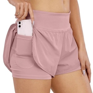 Shorts de course 2-en-1 pour femmes avec couche intérieure et poche pour téléphone, vêtements de yoga respirants pour femmes, short robuste pour femmes, pour les muscles des fessiers - Product Image 1
