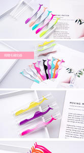 Outil applicateur de cils Outil applicateur de faux cils Pince à cils incurvée en acier inoxydable pour cils en grappe - Product Image 6