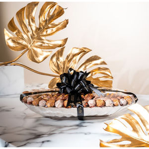 Bol de service à dessert de table de mariage en métal argenté de haute qualité Design moderne écologique avec accents de feuilles pour hôtels - Product Image 1