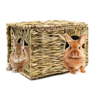 Classic Design Natural Bunny <b>Playhouse</b> Edibal Folding Grass Hideout House for Rabbit Chinchilla Rodent Small Pets - Product Image 1