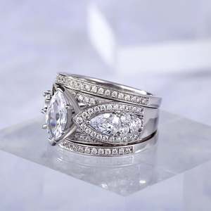 Jeulia 3-Piece Marquise Cut Gold Plated <b>Sterling</b> <b>Silver</b> Ring <b>Set</b> with Zircon - Product Image 4