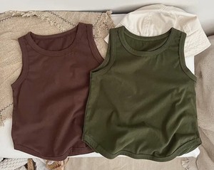 Chaleco sin mangas suave de verano para niños y niñas, cuello redondo de punto para niños, prendas de vestir informales sólidas de algodón 100%, talla pequeña - Product Image 5