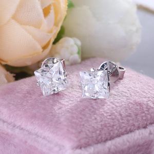 Pendientes de Plata de Ley 925 con Diamantes de Corte Princesa, Joyería de Moissanita VVS para Mujer, Pendientes de Moissanita de Lujo - Product Image 4