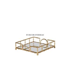 Marco de Metal de diseñador de lujo único chapado en oro de alta calidad para espejo de forma rectangular bandeja de servicio suministros de centro de mesa - Product Image 6