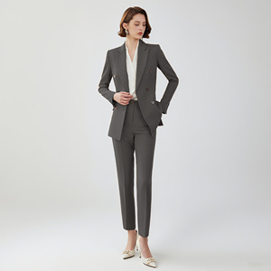 Thời Trang Thoải Mái Mềm Mại Màu Xám <span class=keywords><strong>Blazer</strong></span> Cho Phụ Nữ Đôi Ngực Đóng Cửa Tất Cả Các Mùa Thoáng Khí Spandex Văn Phòng Đảng Mặc - Product Image 4