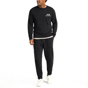 Ensemble de survêtement pour homme, coupe décontractée, mélange de coton, deux pièces, tenue douce et confortable pour un usage quotidien décontracté - Product Image 1