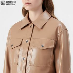 Chaqueta de Moda Transpirable de Cuero Genuino Tejido para Mujer, Estilo Elegante, Personalizable - Product Image 4