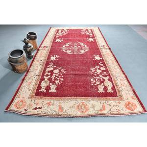Alfombra clásica de lana rojo Beige de 6,2x12,1 pies estilo Kilim área grande alfombras rectangulares turcas respaldo de látex 10mm de espesor para pasillo - Product Image 1