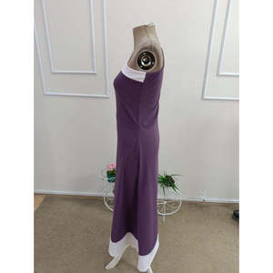 Vestido de un solo hombro para mujer con detalle de lazo, vestido de crepé importado bicolor, 34441 - Morado - Product Image 5