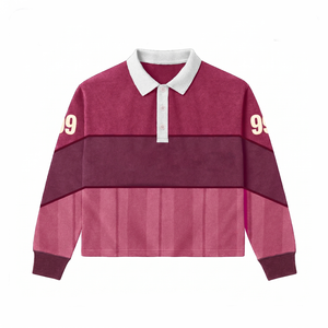 Camiseta de Rugby para Mujer, 280 GSM, Poliéster Interlock, Diseño con Paneles Rosa Granate, Logotipo Personalizado por Sublimación, Camisetas de Rugby Femeninas - Product Image 1