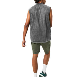 High Quality Custom Design Acid Wash <b>Men's</b> Tank Top Casual Distressed Gym Fitness Wear for Bodybuilding - Product Image 5