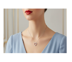 Collier avec pendentif en forme de cœur ouvert en diamant de haute qualité avec chaîne pour femmes pour les événements nuptiaux, les cadeaux d'anniversaire, les célébrations romantiques - Product Image 5