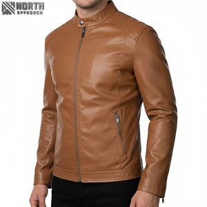 Veste en cuir Pu de haute qualité et tendance style moto Vestes pour hommes Blouson bombardier Racer personnalisé - Product Image 2