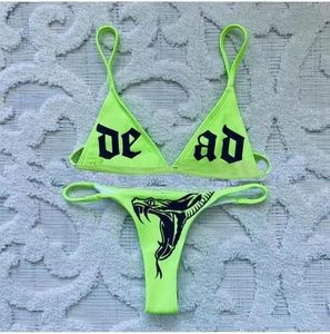 Manufacture 2023 New Swimwear Custom Logo Bikini Sexy Skull Triangle Strap <strong>Anime</strong> Pattern Custom Micro Mini Bikini Split <strong>Swimsuit</strong> - Product Image 6