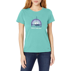 Venta al por mayor de Camisetas Personalizadas para mujer de algodón transpirable de secado rápido ropa informal de tamaño adulto mujeres camisetas de ajuste regular camisetas para mujeres - Product Image 1