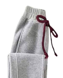 Womens Maroon Hoodie With Grey Jogger Set <b>Finger</b> Heart Print Cotton Fleece Casual Tracksuit Two Piece Sweat Suit OEM - Product Image 6