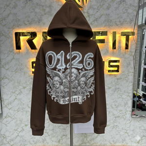 เสื้อฮู้ดซิปผ้าฟลีซเนื้อผ้าดี บริการ ODM ยอดนิยม ลายเรียบ ผลิตจากโรงงาน ราคาถูก ใส่ได้ทั้งชายและหญิง สำหรับฤดูหนาว ผ้าฝ้าย 100% - Product Image 1