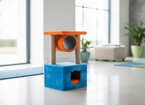 Arbre à chat tunnel classique et confortable en jute, écologique, pour chats domestiques modernes et curieux, avec emballage en carton - Product Image 6