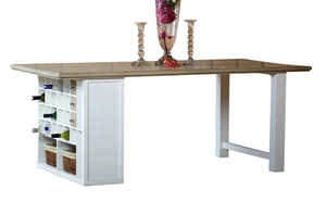 Simple & Sleek Uniquely handmade Design With <b>Shelves</b> Features Solid Mango Wooden White & Brown Finish Home Kitchen Dining <b>Table</b> - Product Image 4