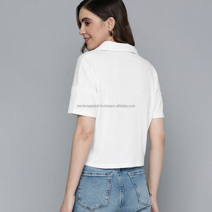 Nardon Apparel Custom Logo Women Crop Top <b>Ladies</b> Slim Fit Tight Short <b>t</b> <b>Shirts</b> - Product Image 2