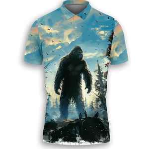 Men's Bigfoot Graphic Polo <b>Shirt</b> <b>Funny</b> Short Sleeve Casual Cotton Blend Custom Logo Printed Top - Product Image 2